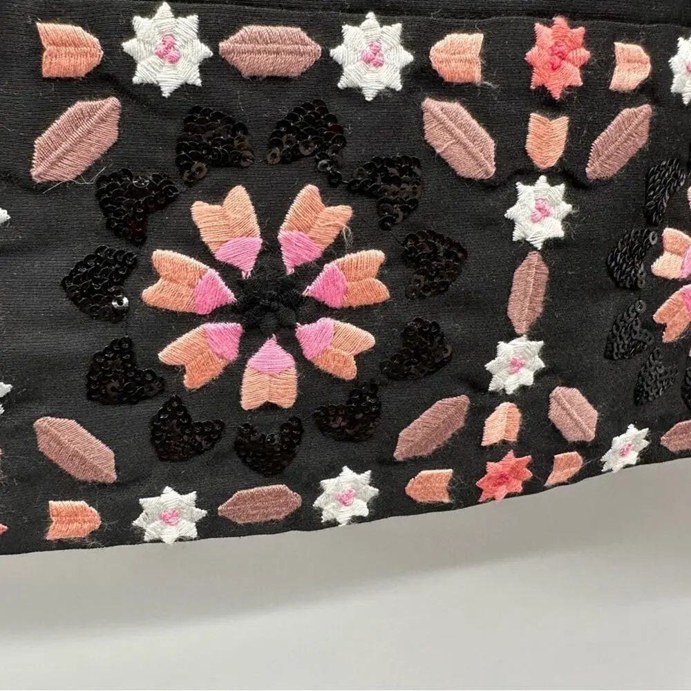 Kate Spade Dress By The Pool Black Mosaic Floral Embroidered Shift Dress Size 10